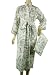 Fine Black White Floral Toile Luxury French bathrobe with travel pouch