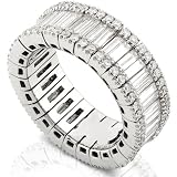 One of a Kind 4.00ctw Baguette & Round Diamond Eternity Band (GH/VS-SI) in 18kt White Gold