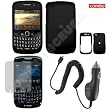 BlackBerry Gemini 8520/Curve 8530 combo Rubber Feel Black Protective Case Faceplate Cover + LCD Screen Protector + Rapid Car Charger for BlackBerry Gemini 8520/Curve 8530