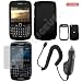 BlackBerry Gemini 8520 combo Rubber Feel Black Protective Case Faceplate Cover + LCD Screen Protector + Rapid Car Charger for BlackBerry Gemini 8520 + Free LiveMyLife Wristband