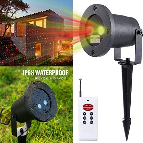 HOWSAN Outdoor Laser Landscape Projector Light, Dynamic Red and Green Waterproof Landscape Spotlights, Body Sensors whit Wireless Remote Firefly Light for Garden Decoration