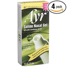 Ayr Saline Nasal Gel, With Soothing Aloe, 0.5-Ounce Tubes (Pack of 4)