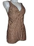 Anne Cole Copper Brown Sparkle Longer Tankini 2pc Swimsuit Womens