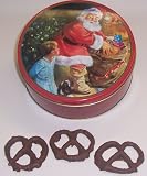 Scott's Cakes 1 lb. Milk Chocolate Covered Pretzel in a Santa Tin