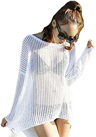 Pink Queen Womens Sexy Crochet Hollow Out Cover-ups Beachwear Beach Dress (Free Size, Style 6 White)