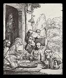 Rembrandt Harmensz. van Rijn (Abraham entertained the angels) Gold Wood-Mounted Art Poster Print - 11