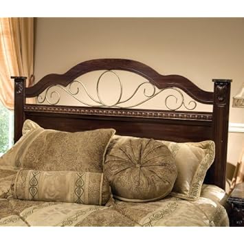 Headboard Panel with Scrolled Metal Accents in Olympus Brown - Sorrento