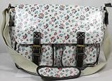 Jasper White Micro Floral Laminate Summer Crossbody Bag with Double Pockets