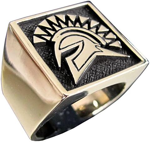 Spartan Gladiator Helmet Ring, Warrior Helm In Bronze with Antiquated Finish - Size 11.5