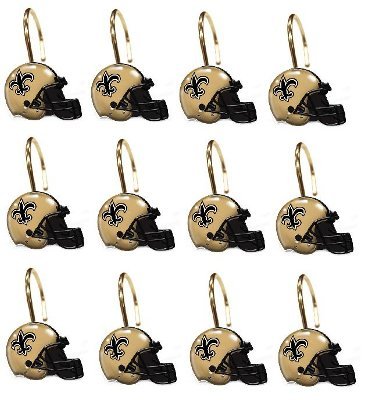 New Orleans Saints NFL Football Team Set of 12 Bathroom Shower Curtain Hooks