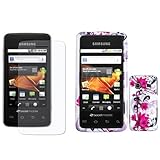 iNcido Brand Samsung Prevail M820 Combo Red Flower on White Protective Case ....