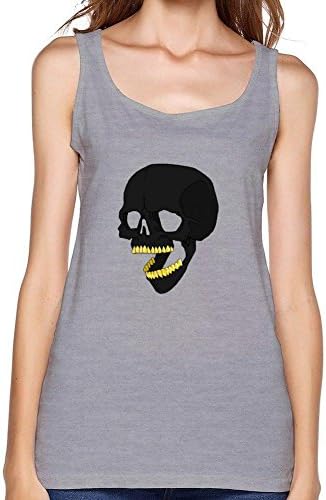 Jocersen Women's Gold Teeth Skull Fashion Sleeveless Tank Top M