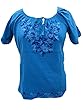 Royal Blue Cotton Top Embroidered Summer Blouse