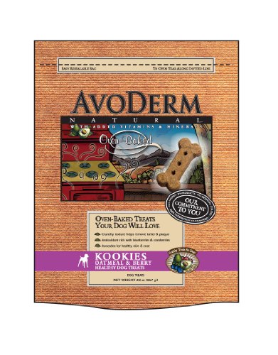 AvoDerm Naturals Oatmeal and Berries Kookies Dog Treat, 20-Ounce (Pack of 2)