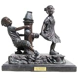 Boy & Girl Hydrant Bronze Statue on Marble Base