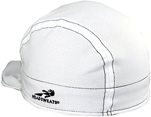 Headsweats Shorty Performance Athletic Hat Cap (White w/Black Stitching)