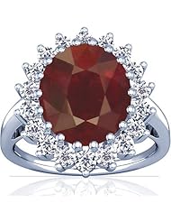 Platinum Oval Cut Ruby Ring With Sidestones