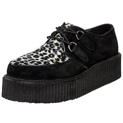 Pleaser Men's Creeper-400  Creeper,Black Suede/Cheetah Fur,7 M US