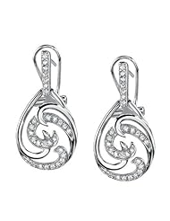 14k White Gold 0.34 Ctw Diamond Swirl Earrings