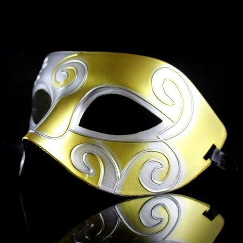Retro Roman gladiator Halloween party masks man woman children Mardi Gras Masquerade mask- silver &amp; gold by Melody Party Favors