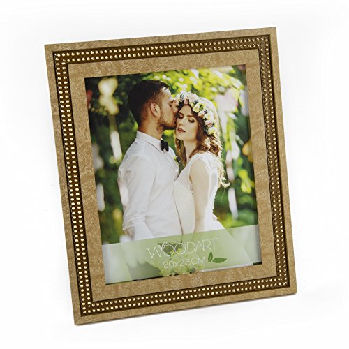 WOODART Gold Beaded Inlay Banding 4-inch x 6-inch Picture Frame Ornate Wooden Photo Frame