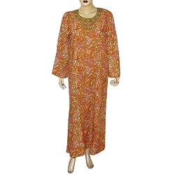 Womens Caftans Long Sleeve Evening Gown Size L (kftn841)