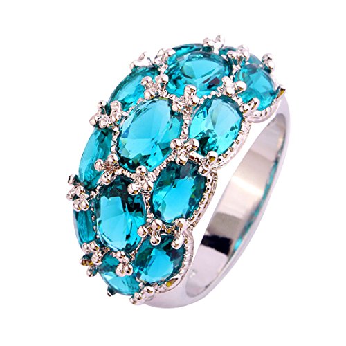 Psiroy Women's 925 Sterling Silver 7.75cttw Green Topaz Filled Ring