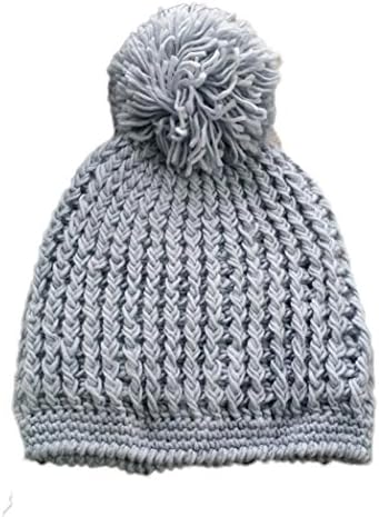 TOPITEMS Braided Crochet Knit Beanie Beret Ski Ball Cap Baggy Women Winter Warm Hat (Gray)