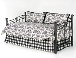 4pc Southern Textiles Jolie Black & Cream Toile Daybed Comforter Cover Bedding Set