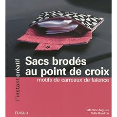 Sacs brod�s au point de croix : Motifs de carreaux de fa�ence