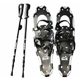 Alps Adult All Terrian Snowshoes 30" + pair antishock adjustable snowshoeing pole (black) + free carrying tote bag