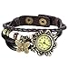 JewelryWe 5PSC New Women Wristwatch Butterfly Quartz Vintage Weave Wrap Leather Strap Girl Lady Bracelet Watch