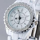 Montre Femme Blanche C�ramique avec Strass - Chic Tendance