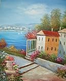 20X24 inch Coastal Art Oil Painting French Seaside Villa