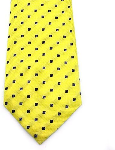 Rowaywa Mens Ties Jacquard Woven Purple Geometric Necktie Set (Yellow Geometric)