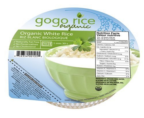 GoGo Rice White Rice Bowl, Organic, Microwaveable, 7.4 Ounce Bowls (Pack of 12)