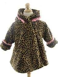 Corky And Company Girls Brown Leopard Wrap Swing Winter Coat