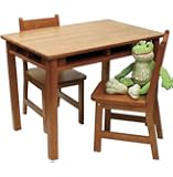 Lipper International Child's Rectangular Table and 2-Chair Set, Pecan