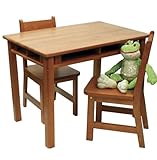 Lipper International Child's Rectangular Table and 2-Chair Set, Pecan
