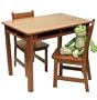 Lipper International Child's Rectangular Table and 2-Chair Set, Pecan