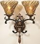 Fine Art Lamps Epicurean 407850 Art 2-LT 200w (19"H x 18"W) Sconce Light in Charred Iron with Brulee