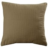 Maytex Stretch Waffle 18-Inch by 18-Inch Slipcover Pillow, Mocha