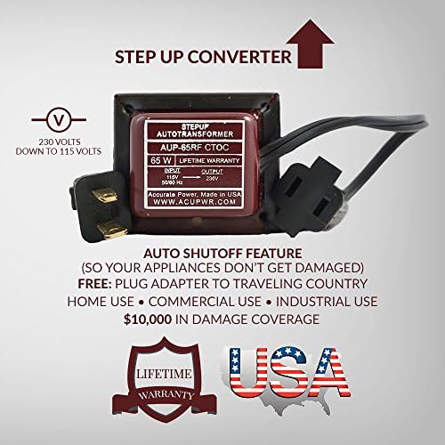 ACUPWR 50 Watt Travel Step Up Voltage Transformer Converter 110/120/220/240 V - CE Certified AUP-50 USE ELECTRONICS FROM OTHER COUNTRIES IN THE USA - Travel size - Perfect for European, Asia electronics to use in USA/ Canada 72 In Long Power Cord [Lifetime Warranty Made with the Finest Materials in the USA]