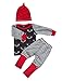 3pcs Set Newborn Baby Boys Girls Striped Deer Tops Pants Hats Outfits (70/0-6months, Red)