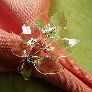 Leaf Branch Beads Flower In Multi Color Napkin Ring,Acrylic Beades, 3.5CM, Set of 12,
