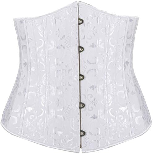 Geminigirl Women's Underbust Steel Boned Heavy Duty Waist Trainer Corset Shaper Bustier S White