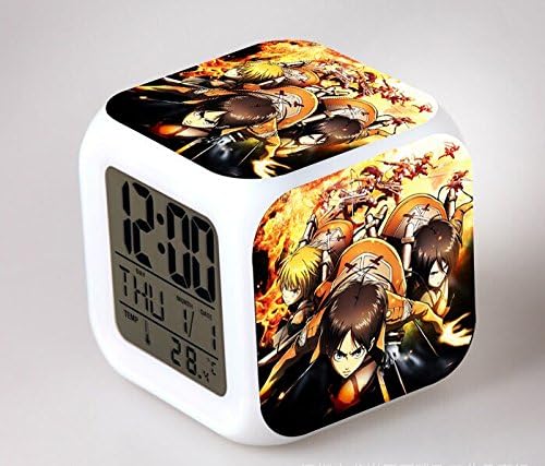 Tech Discovery Anime Attack On Titan Glowing LED 7 Colors Change Digital Alarm Clock Thermometer (H)