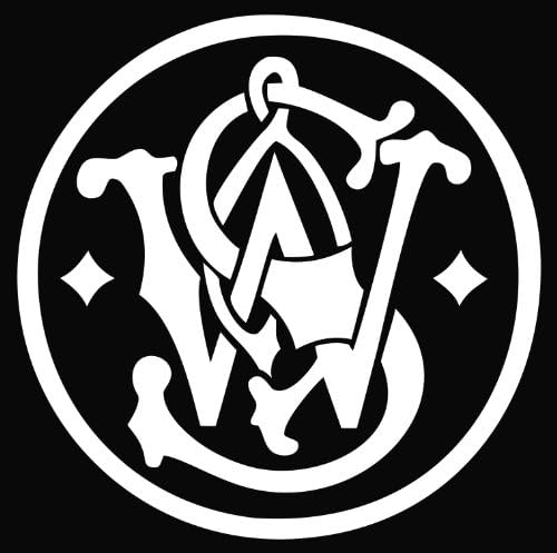 Smith &amp; Wesson Logo Vinyl Die Cut Decal Sticker 5" White