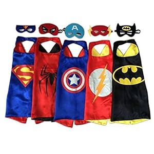 RioRand Comics Cartoon Heroes Dress Up Costumes 5 Satin Capes with Felt Masks