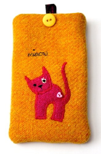Authentic Harris Tweed Cat iPhone Smart Phone Mobile Cover Coloured